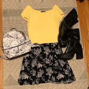 Square Neck Yellow Knit Top